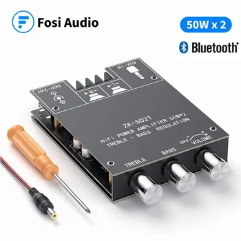 

Fosi Audio Bluetooth 5.0 Audio Receiver Amplifier Board Wireless Power Digital AUX Amp Module Bass & Treble TPA3116D2 50W x2
