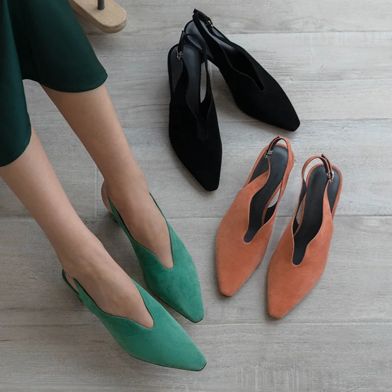 

2019 Spring New Style Korean-style Versitile Fashion Pointed Shoes Kitten Heels Women's Chunky-Heel Soft Leather Versatile WOMEN