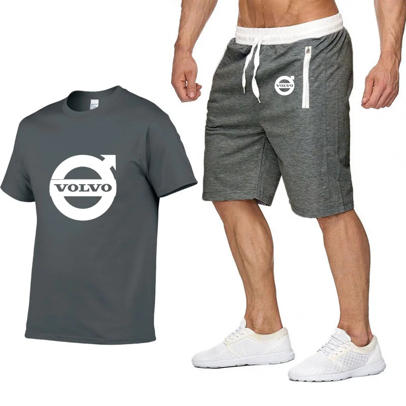 

Mens Short sleeve Volvo Car Logo Summer Mens t Shirt Harajuku Hip Hop T-Shirt high quality Cotton T Shirts pants suit Sportswear