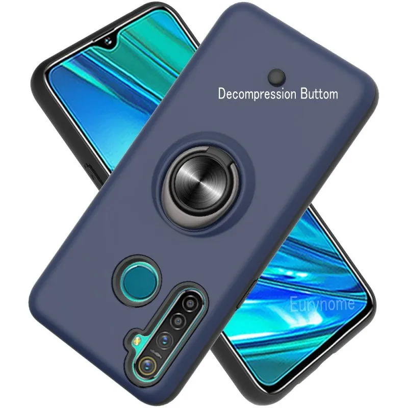 

Case for OPPO Realme 5 3 Pro Q Reno 2 2z 2F Ace Cover Silicone Magnetic Ring Mount Gyro Case For OPPO Realme XT X2 C2 A1K