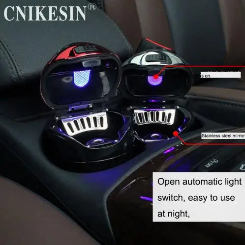 

Car Ashtray LED portable multifunctional holder Electronic lighter 2 in 1 USB Car Ashtray cup holder Cigarette Holder Interior