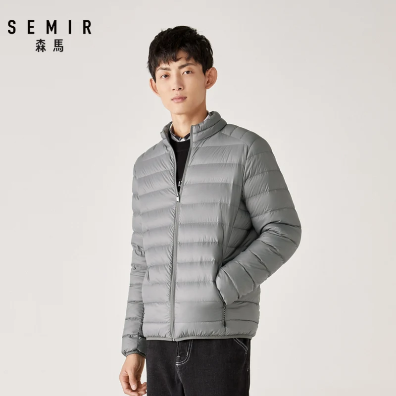 SEMIR короткий пуховик для мужчин, зимняя мужская трендовая куртка с воротником, 90 бархатная модная мужская Молодежная однотонные трендовые пальто