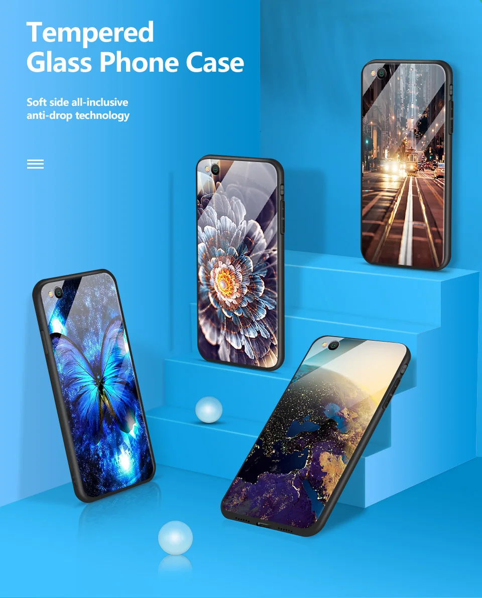 Для Xiaomi Redmi S2/Y2 ударопрочный чехол для телефона из закаленного стекла для Redmi Go полная защита Мягкий силиконовый Край Твердые чехлы
