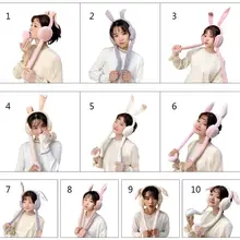 Новинка, плюшевый чехол с ушками кролика для девочек, милый головной убор кролика, теплая одежда для женщин