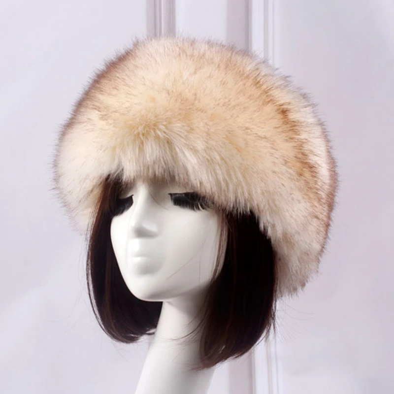 New Women Autumn Winter Imitation Fur Thick Hat Warm Female Fake Fox Plush Hats Elegant Soft Fluffy Bomber | Аксессуары для одежды