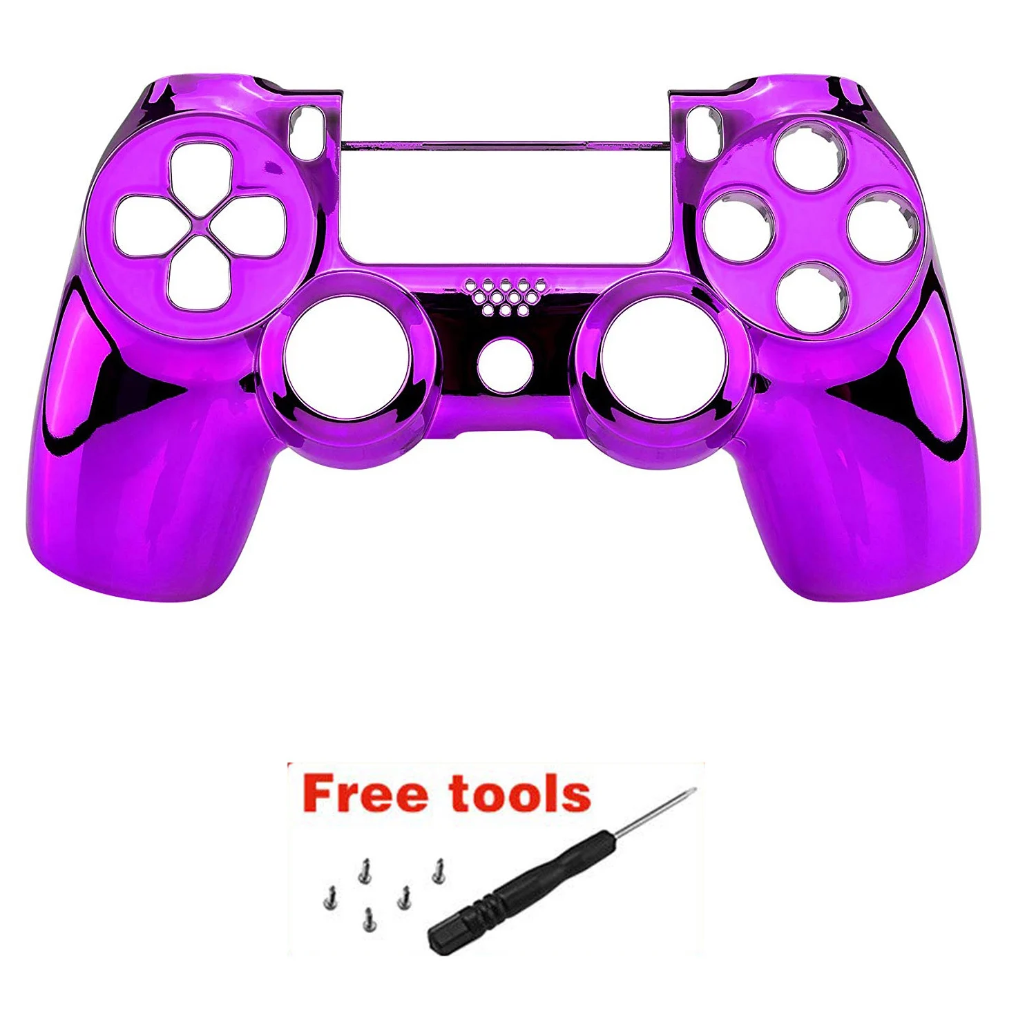 Purple Для Playstation 4 PS4 тонкий PS4 Pro JDM-040 JDM-030 JDM-030 контроллер хромирование спереди Корпус в виде ракушки чехол Замена Ремонт - Цвет: Purple