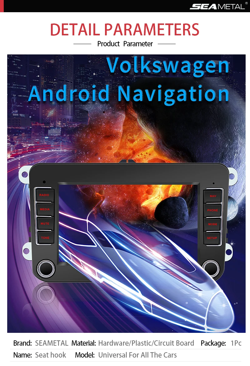Seametal 7 12V Universal Car Multimedia Player 2 Din Rearview Camera Bluetooth 4.0 GPS WIFI Android 8.1 Car Autoradio Radio