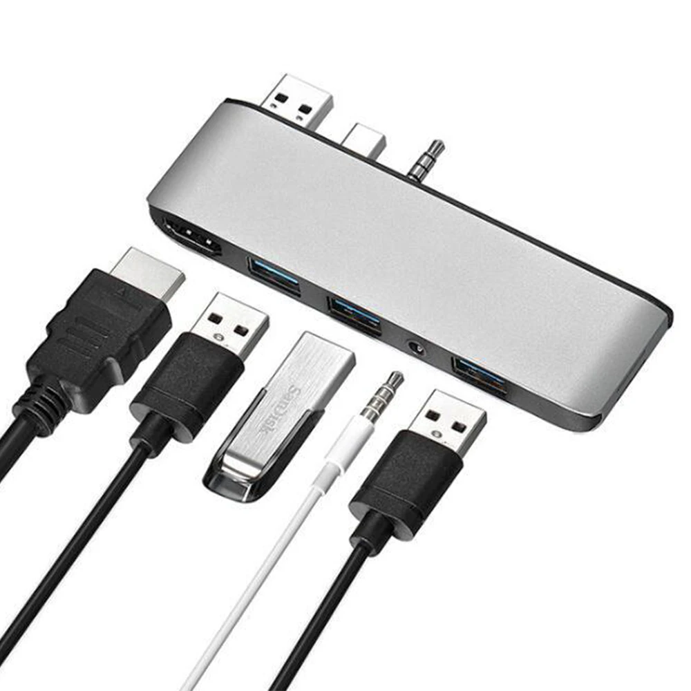 Док-станция 7 в 1 концентратор USB 3 0 Mini DP 5 мм аудио к HDMI 4K SD/TF кардридер адаптер для