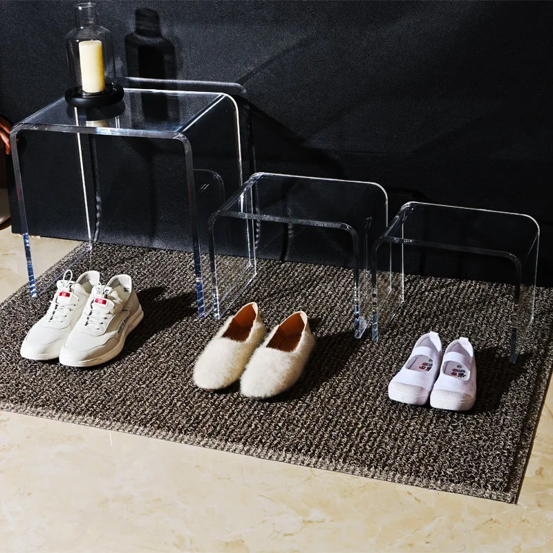 스툴 Japanese Home Acrylic Stool Household Glass Shoe Changing Stool Transparent Ins Light Luxury Plastic Stools meuble 스툴의자
