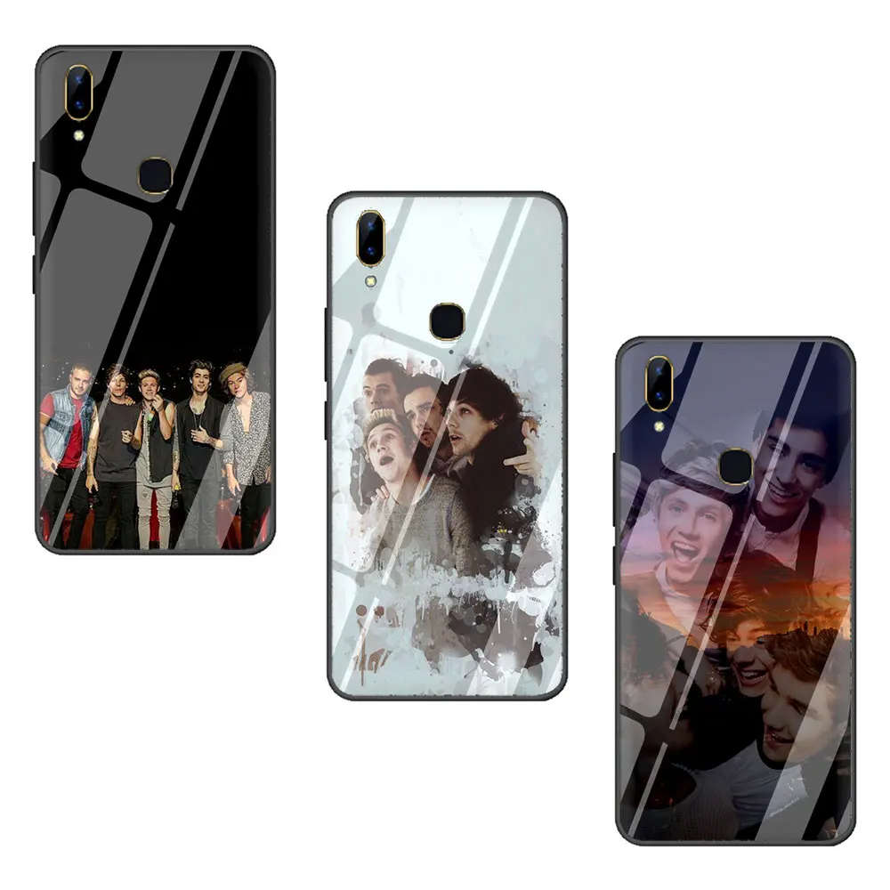 EWAU One Direction закаленное Стекло телефона чехол КРЫШКА ДЛЯ VIVO V9 V15 Y17 Y85 Y89 Y93 Y95 Y91 C