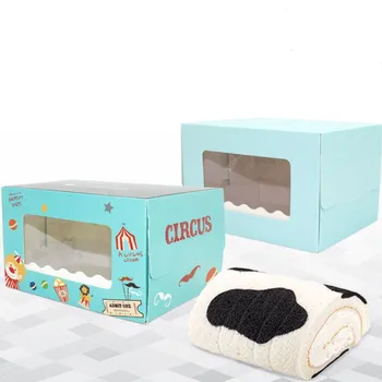 

DIY hot sale 5pcs 15.5x11x10cm two color Transparen small egg roll with a clear blue window a diamond lattice cake candy box