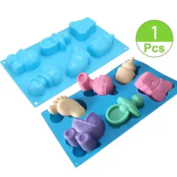 

1PCS 6 Hole DIY Baking Mold Cute for Baby Carriage/ Bear/ Bottle/Handmade Soap Cake Silicone Mold