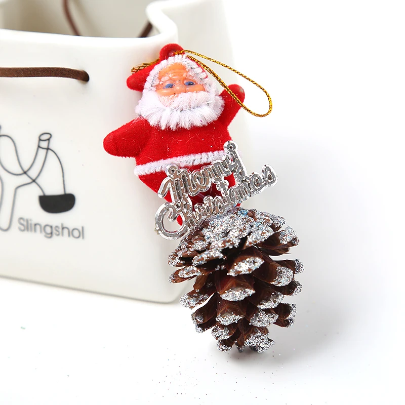Novelty Christmas Tree Santa Claus Pine Cone Hanging Decoration Decor Supplies