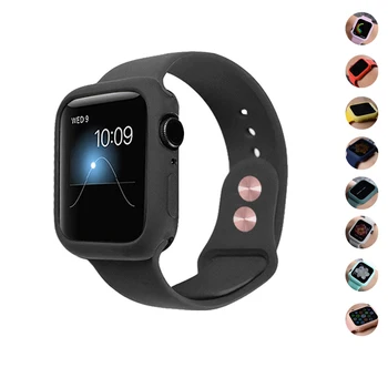 

Silicone Band with Case for Apple Watch Series 5/4/3 38MM 42mm 40mm 44mm Sport Soft Strap Wrist Bracelet for Iwatch Accessories