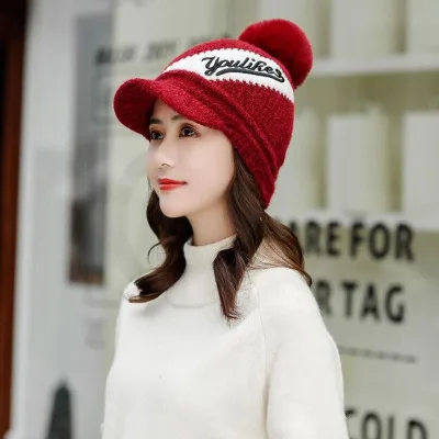 Шапки Skullies, зимняя шапка, комплект, шарф для девочек, шапки Gorras, вязаная шапка, женская теплая шапка, шапки для женщин, шапочки, шапки - Цвет: Single cap red