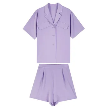 

X Summer Korean Temperament Fashion Slim Professional Blouse Shorts Two-peice Suit