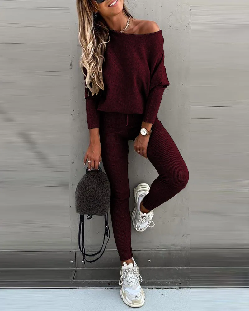 Tracksuit 2 Piece Set Autumn Winter Pullover Top Long Pants Sports Suit Female Sweatshirt Sportswear Suit For Woman