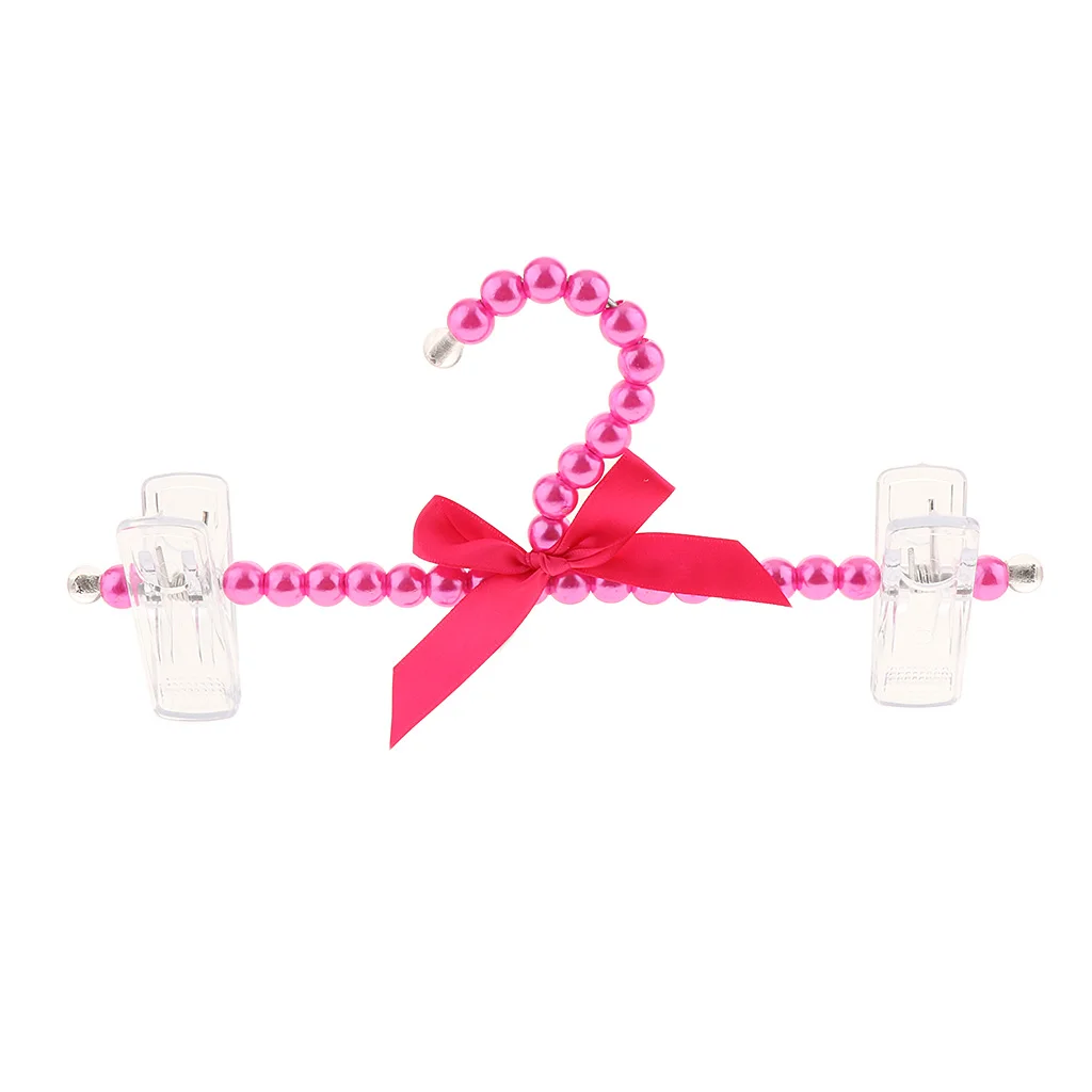 Luxury Imitation Pearl Beaded Clothes Hanger Decorative Pants Trousers Clothes Hanger with 2 Clips Non Slip Cloth Hangers