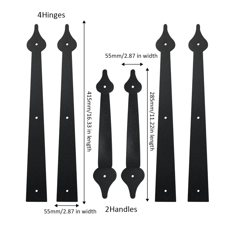 

Hot Black ABS Metal Decorative Garage RSF Coating Door Hinges Handles Hardware Kit Transform Door Into More Stylish