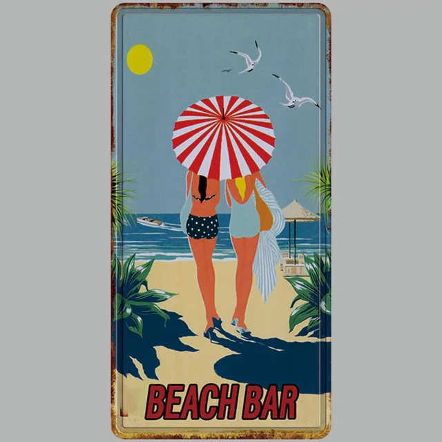 New 3D Tiki Bar Travel Metal Sign Plaque Vintage Metal Tin Sign Home Decor Wall Decor for Living Room  Decorative Metal Poster DU6353