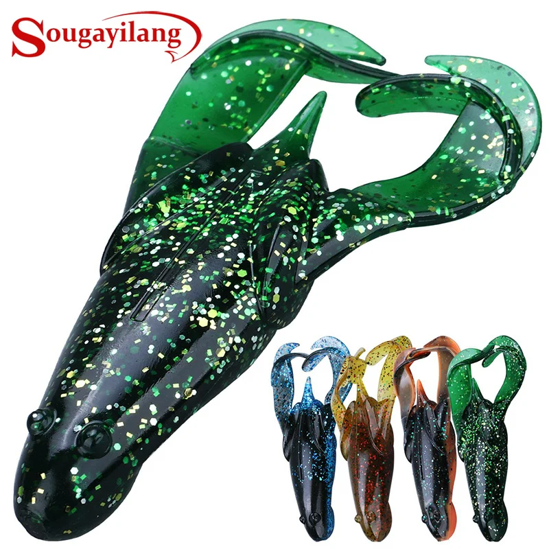 Sougayilang 2 шт. пластиковая приманка-лягушка 15 г 100 мм мягкая рыболовная приманка для морской воды/пресноводной рыбалки воблеры приманки