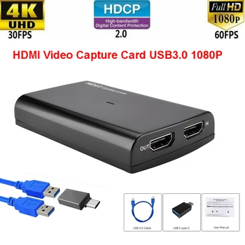 

HDMI Video Capture Card 4K Screen Record USB3.0 1080P 60FPS Game Capture Device for Game Streaming Live Recording Dongle