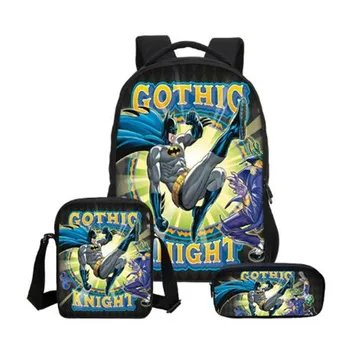 

New Hot Batman Boys School Backpacks Fashion Travel 3 Pcs Set Children Cool Super Hero Printing Bookbag Men Laptop Shoulder Bags