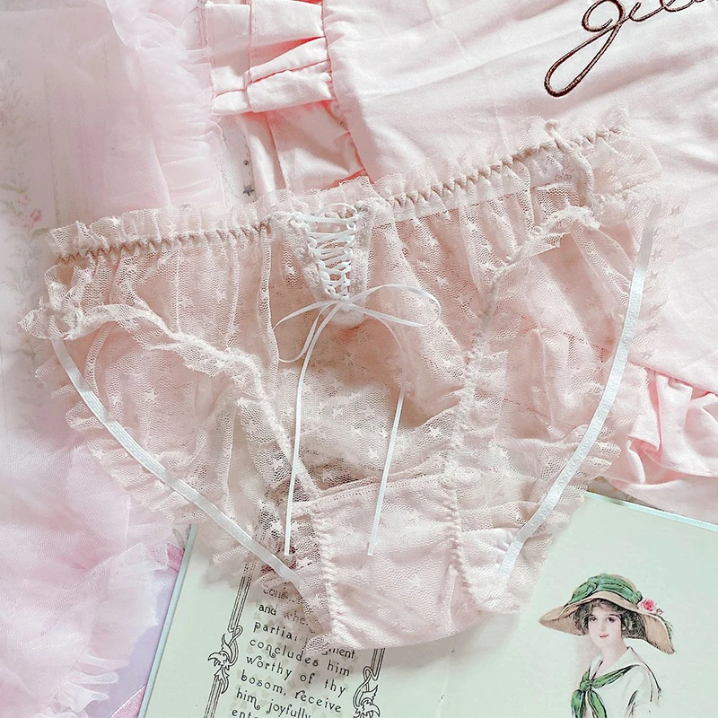 Women's Cute Bowknot Pink Plaid Lace Underwear – Kawaiifashion