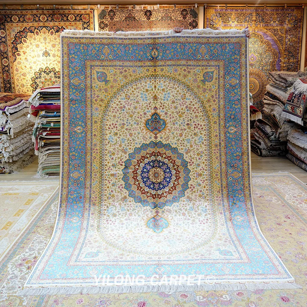 YILONG 6 'x 9' Ручная работа Плетеный персидский шелковый ковер декоративный для