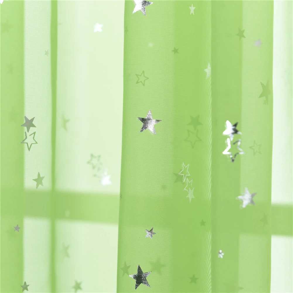 1Pc Fashion Shiny Star Pattern Transparent Tulle Voile Curtain Window Drape Living Room Home Decoration