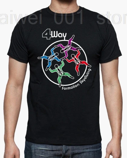 New Summer Men's Print T-Shirt Fashion men's casual fashion round neck cool man's 4 way formation skydiving t-shirt for men |