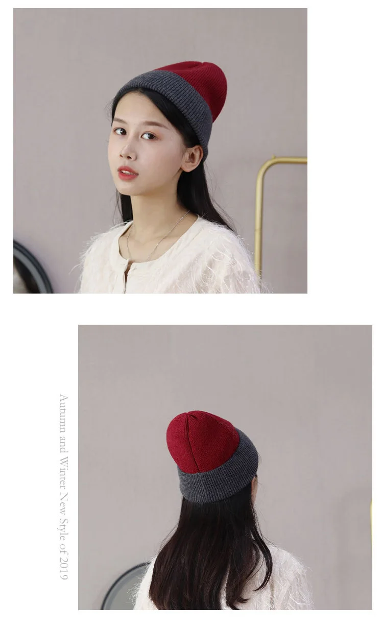 Men And Women Winter Wool Hat Fashion Simple Set-up Casual Warm Straight Tube Hat Japanese Wind Two-Color Knitted Hat beanies