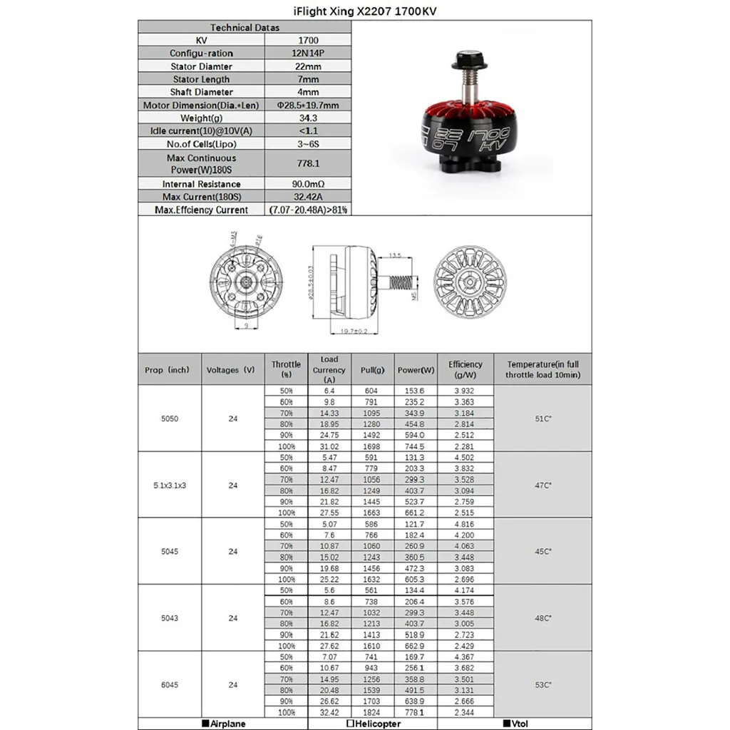 2 шт. Iflight Xing 2207 1700/1800/2450/2750kv бесщеточный двигатель 2-6s для радиоуправляемого летательного аппарата Fpv Аксессуары Rc Запчасти