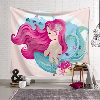 

Cartoon Mermaid Tapestry 3D Printing Tapestrying Rectangular Home Decor Wall Hanging 06