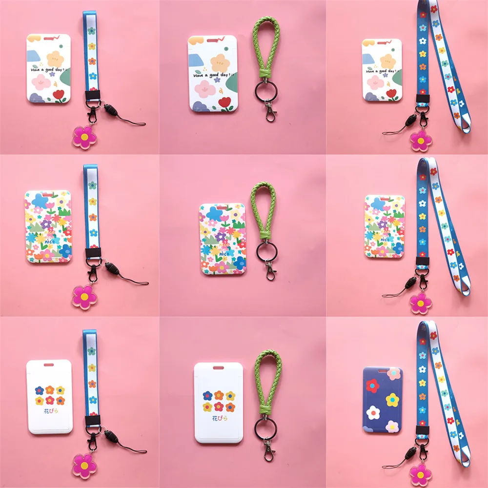 

New Fashion Flowers Lanyard Office Credit Card Id Holder Bag Student Women Travel Bank Bus Business Card Cover Badge