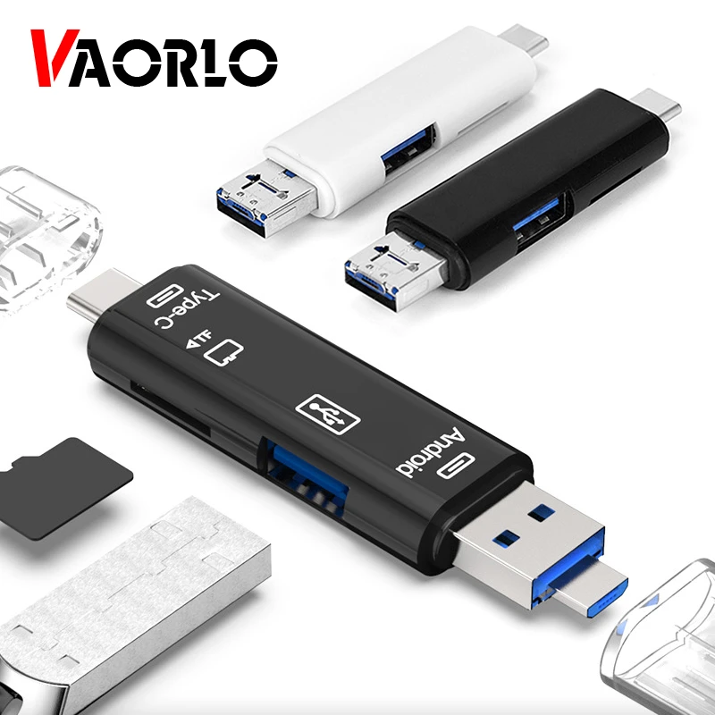 OTG 5 en 1 Micro SD lector de Adaptador tipo C Micro USB SD tarjeta memoria adaptador para MacBook portátil USB 2,0 SD/TF lector tarjetas de OTG|Lectores de tarjetas|