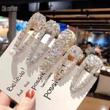 

2019 New Fashion Shiny Rhinestone Crystal Pearl Hair Clip Hairpins Barrettes For Girl Women Headwear Hair Accessories