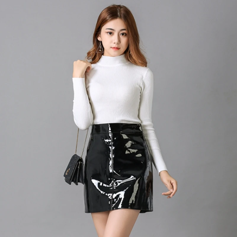 Pink PVC Shine Mini Skirt Girls Faux Leather High Waist Short Floral Detail 096 