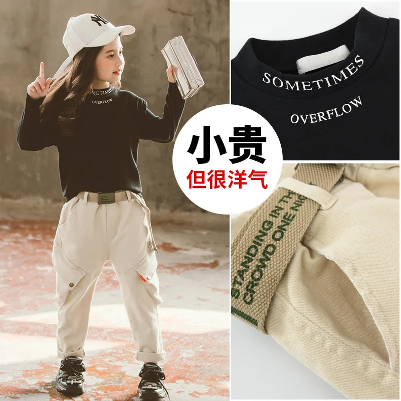 

Girls Spring And Autumn Set 2020 New Style Korean-style Western Style Hoodie Bib Overall chao yang Gas Fashionable Two-Piece Set