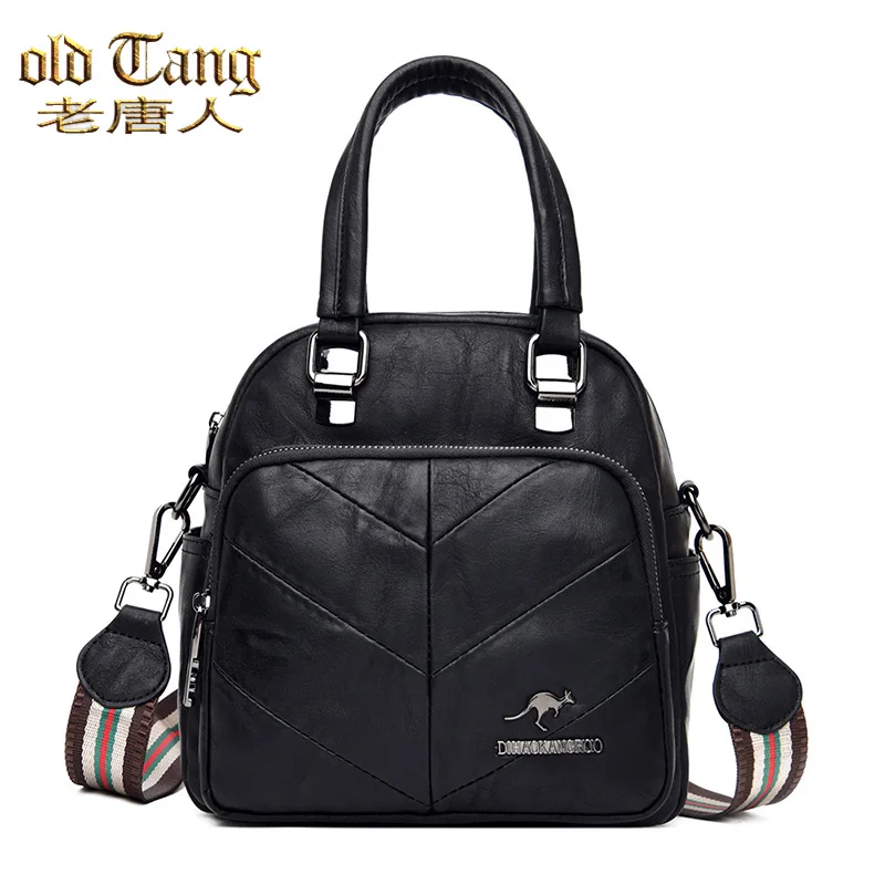 

OLD TANG High Quality Pu Leather Brand Leisure Travel Fashion Backpack Women 2020 New Concise Ladies Large Capacity Backpack