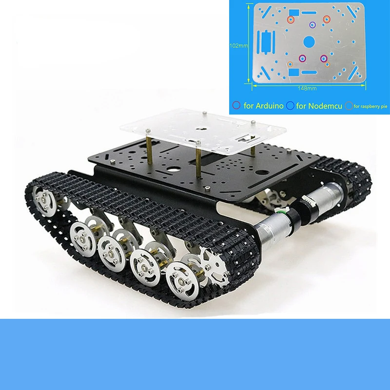 Metal Shock-Absorbing Tank Chassis TS100 Smart Crawler Robot Platform Free Acrylic Panel For Arduino/NodeMCU/Raspberry Pi DIY