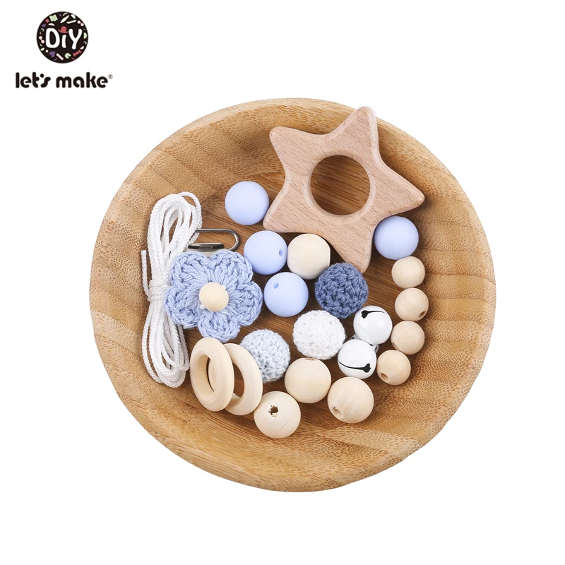 Let's make baby products буковое дерево силиконовый Прорезыватель 1 Набор крючком цветок