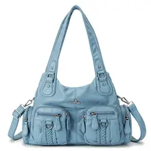 Женские сумки мягкие сумки-тоуты из искусственной кожи на молнии Повседневная сумка одноцветная сумка через плечо сумка-мешок женская Bsoton сумка европейский стиль