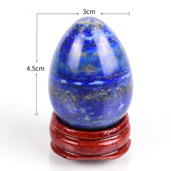 

Lapis lazuli Egg & Wood Base Set Undrill Natural Crystal Stone Mineral Ball Home Decoration Accessory Kegel Massage Yoni Egg