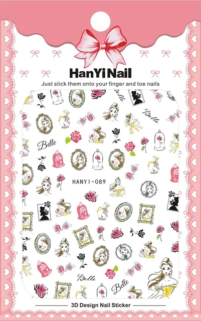 1PCS Disney Cartoon Anime Collection Star Design Nail Sticker Mickey Mouse Donald Duck Lion King Mermaid Stitch Nail Slider HANYI-089