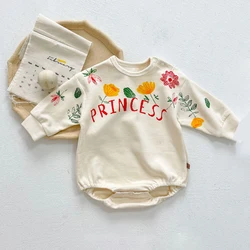 Girls Princess Rompers Autumn Long Sleeve Flower Printing Cotton Baby Bodysuits New Arrivals Infants Children Playsuits