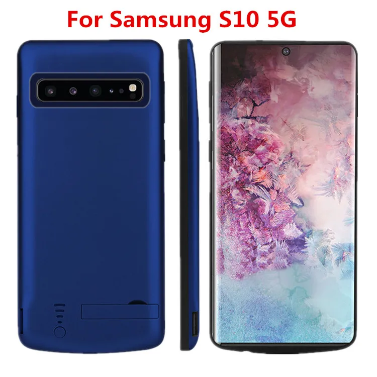 Для samsung Galaxy S10 5G S10 зарядное устройство чехол 5000 мАч Расширенный Powerbank чехол для samsung S10 S10 Plus Чехол Подставка Кронштейн - Цвет: S10 5G blue