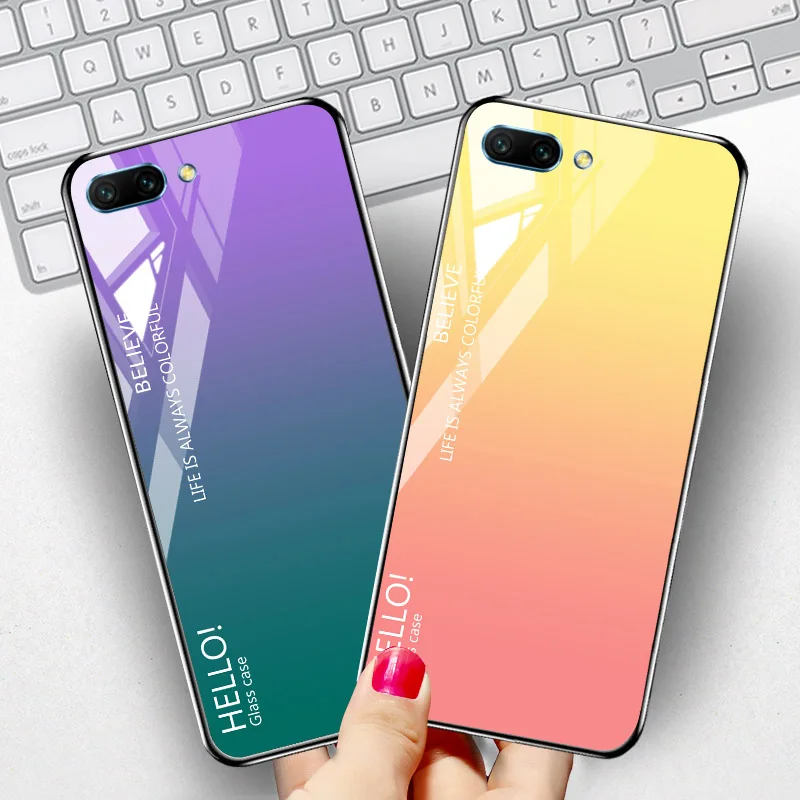 

Ojeleye Tempered Glass Case For Huawei Honor 20 Pro Case Gradient Anti-knock Cover Honor 9X Pro 8X 20 10i 10 9 Lite Cover Bumper