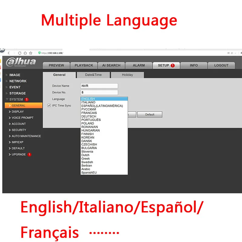 Dahua NVR 4K Video Recorder NVR4104-P-4KS2 NVR4108-P-4KS2 P2P H.265 4Ch 8Ch 4PoE port Up to 8MP Res