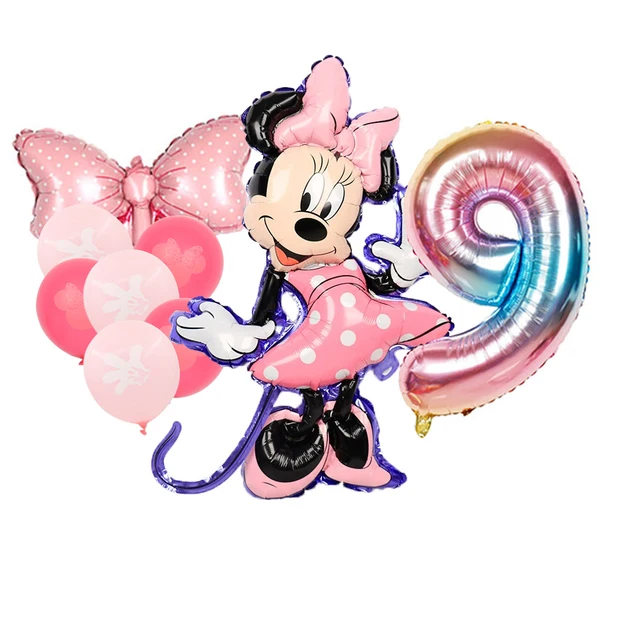 8pcs Minnie Balloons Minnie Mouse Birthday Party Decor Cartoon Foil Balloon Baby Shower Birthday Party Decorations 8pcs Number 9